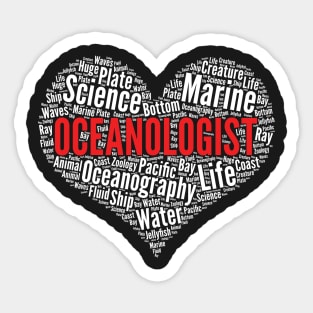 Oceanologist Heart Shape Word Cloud print Sticker